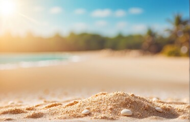 Bright sand beach sunshine background