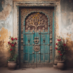 Old ornamental door in India