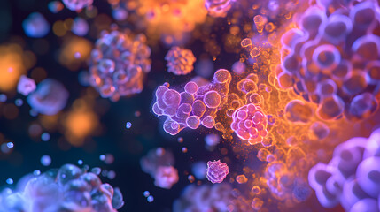 Closeup of 3d microscopic bacteria background. Bacteria, Microbes, Salmonella Bacteria, Bacterial colony
