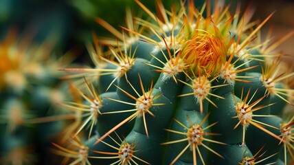 macro shot of a beautiful green cactus