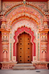 Ornamental door in India - obrazy, fototapety, plakaty