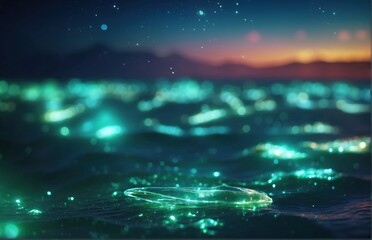 Fototapeta premium Bioluminescent plankton in the sea