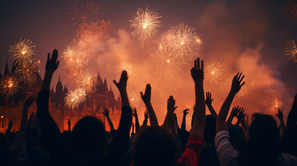 New year celebration with sparkling fireworks