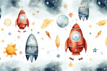 rocket in space - obrazy, fototapety, plakaty
