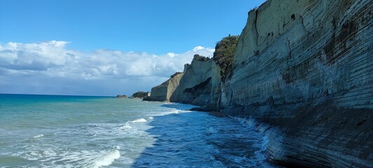 Rocky cliffs plunging into the sea