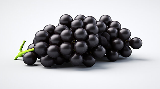 3d render a dark bunch of grapes lies on a white background