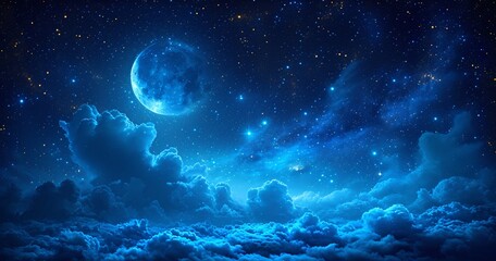 A Night Sky Full of Stars and a Moonlit Cloudy Night Generative AI
