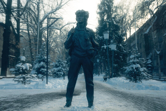 Monument to&nbsp;singer Viktor Tsoi at&nbsp;the filming location of&nbsp;the final scene of&nbsp;the film &laquo;Needle&raquo;. Almaty, Kazakhstan&nbsp;&mdash; December&nbsp;18, 2023