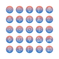 location icons set isolate white background vector stock illustration.