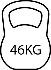 Kettlebell or girya weight training equipment Line vector icon for exercise apps and websites.46 Kg bell logo. Heavy sign with editable stock. Iron dumbbell symbol isolated on transparent background.