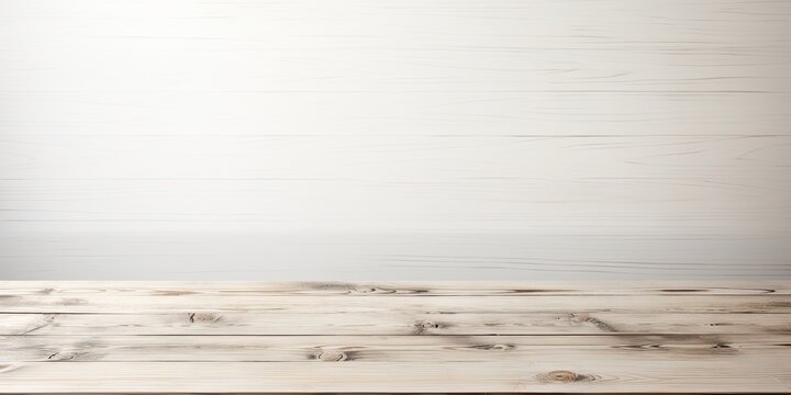 Wooden desk space with rustic white or gray plank on white backdrop.