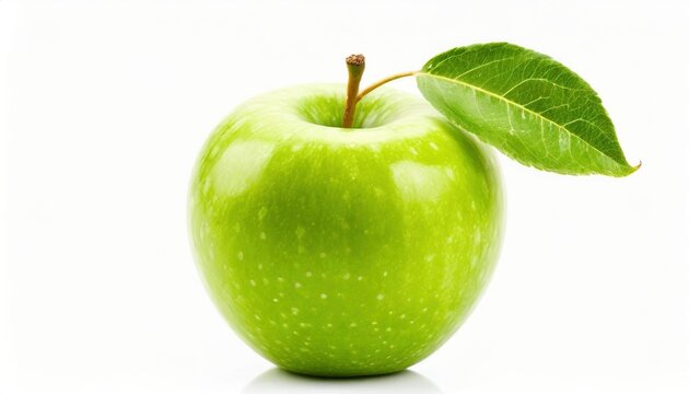 Fresh green apple isolated on white background. Healthy food photography concept.