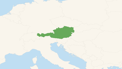 Green Austria Territory On White and Blue World Map