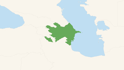 Green Azerbaijan Territory On White and Blue World Map