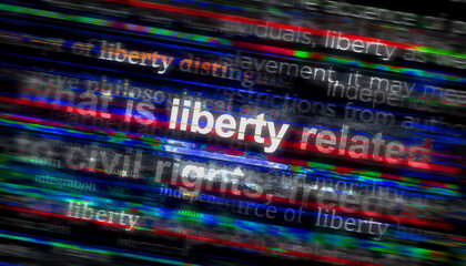 Liberty and freedom headline titles media 3d illustration