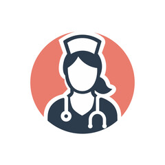 Nurse Icon. Medical assistant with stethoscope and cap for healthcare. Vector illustration