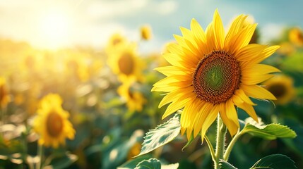 Close-up of sunflower growing outdoors during sunny day 