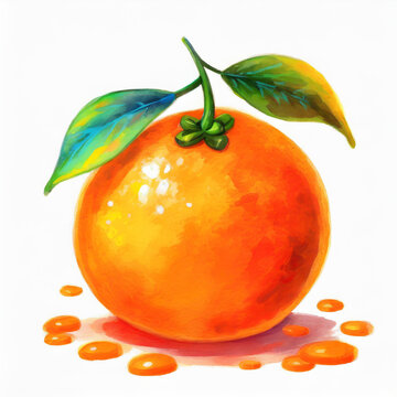 Watercolor orange illustration on white background