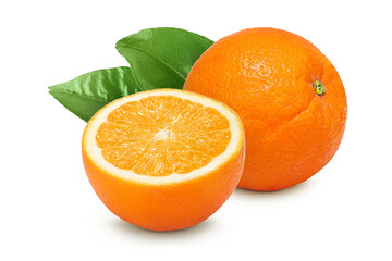 Orange fruit half isolated on white background with full depth of field