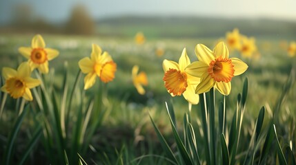 Fototapeta premium Daffodil flowers in the field