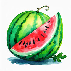Watercolor watermelon illustration on white background