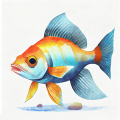 Watercolor fish illustration on white background