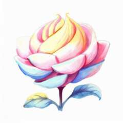 watercolour rose marshmallow illustration on white background