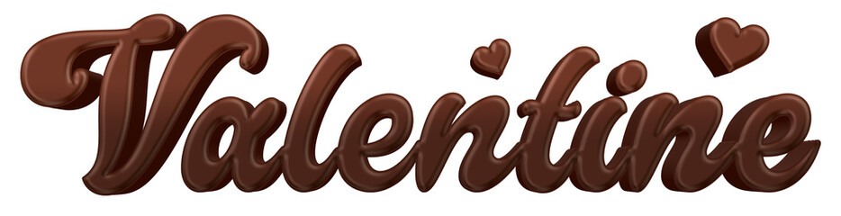 Valentine chocolate candy word isolated on transparent background. This is a part of a set includes font or letters, numbers, punctuation marks, symbols, shapes and frames