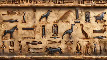 Old Egyptian hieroglyphs - obrazy, fototapety, plakaty