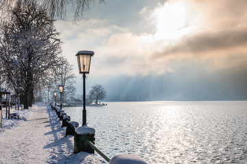 Lake Schliersee in the Bavarian Alps in Germany