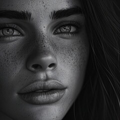 Detailed Portrait Highlighting Woman Natural Beauty
