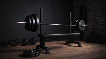 3d render barbell on the bench bench press