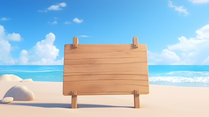 Wooden board in the beach