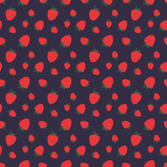 Seamless strawberry pattern, Cute summer background, Healthy natural berry print, Summer fruit wallpaper., Tasty strawberry,  Colorful food  backdrop, Perfect for fabric, packaging, stationary