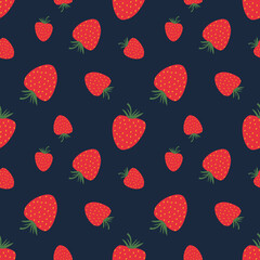 Seamless strawberry pattern, Cute summer background, Healthy natural berry print, Summer fruit wallpaper., Tasty strawberry,  Colorful food  backdrop, Perfect for fabric, packaging, stationary