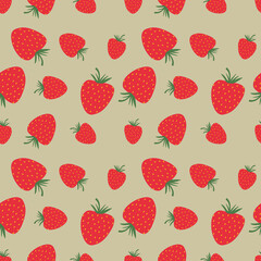 Seamless strawberry pattern, Cute summer background, Healthy natural berry print, Summer fruit wallpaper., Tasty strawberry,  Colorful food  backdrop, Perfect for fabric, packaging, stationary