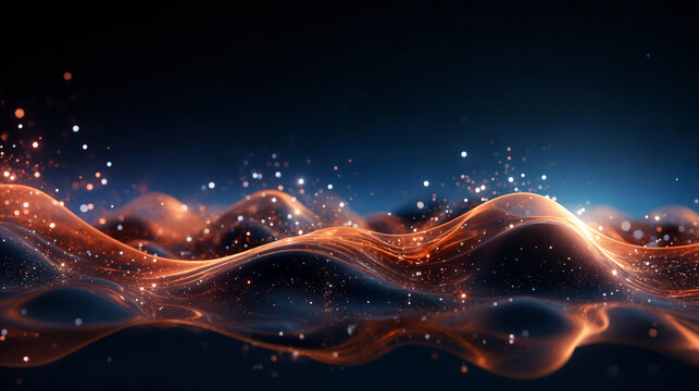 Abstract technology background with flowing particles. 3d rendering. Generative AI