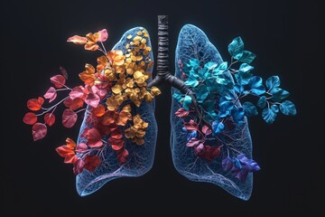 Colorful Lungs: A Vibrant Look at the Human Respiratory System Generative AI