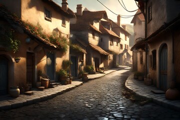 street in the town. AI generated