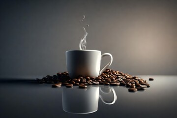 cup of coffee with beans. AI generated
