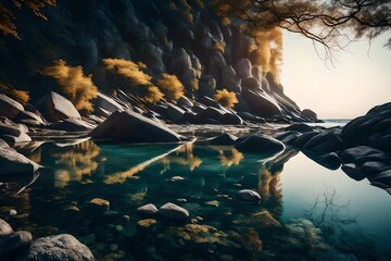 reflection in the water. AI generated