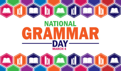 National Grammar Day Vector Template Design Illustration. March 4. Suitable for greeting card, poster and banner