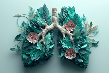 April Showers Bring May Flowers: A Stunning Artwork of a Lung with a Beautiful Flower Bouquet Generative AI - obrazy, fototapety, plakaty