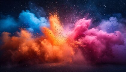 Colorful Explosion of Pink, Blue, and Orange Powder Generative AI - obrazy, fototapety, plakaty