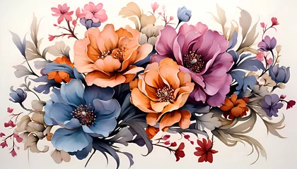 Foto auf Alu-Dibond floral background with watercolor flowers. Hand drawn illustration. © Wazir Design