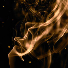 Abstract gold smoke on a dark free background