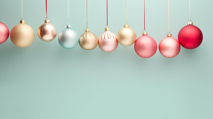 Luxurious Christmas balls on glowing bokeh background, Christmas and New Year minimalistic background