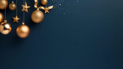 Fototapeta premium Luxurious Christmas balls on glowing bokeh background, Christmas and New Year minimalistic background