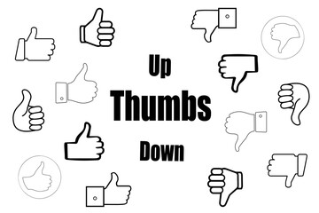 Thumb up & thumb down icons. Thumbs Up Down Vector Illustration Logo. Flat style. Social media concept. Like and dislike symbols