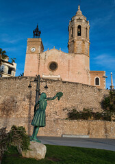 Church of San Bartolomé and Santa Tecla Its asymmetrical silhouette, on a hill in front of the...